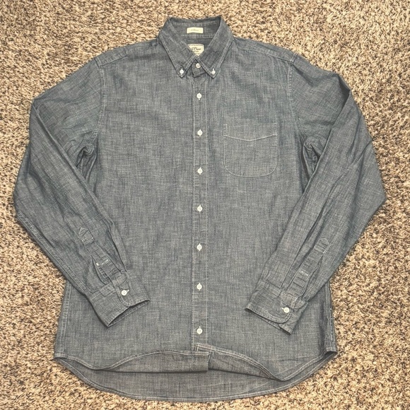 J.Crew Men’s Slim Fit Lightweight Chambray Shirt Size – Medium Tall - Picture 1 of 6
